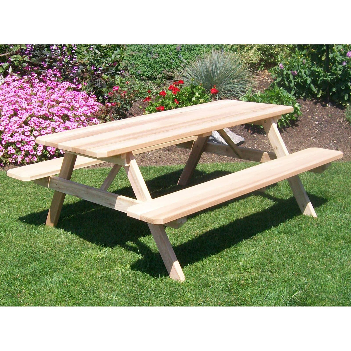 Western Red Cedar Picnic Table with Attached Benches H61900