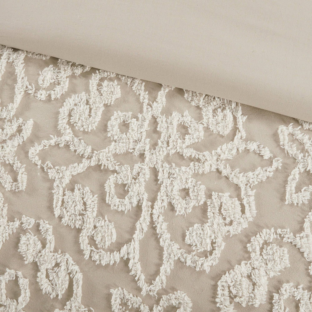 3 Piece Tufted Cotton Chenille Duvet Cover Set Q472044