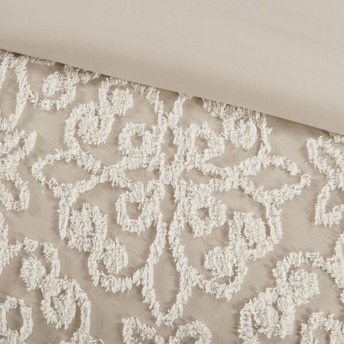 3 Piece Tufted Cotton Chenille Duvet Cover Set Q472044