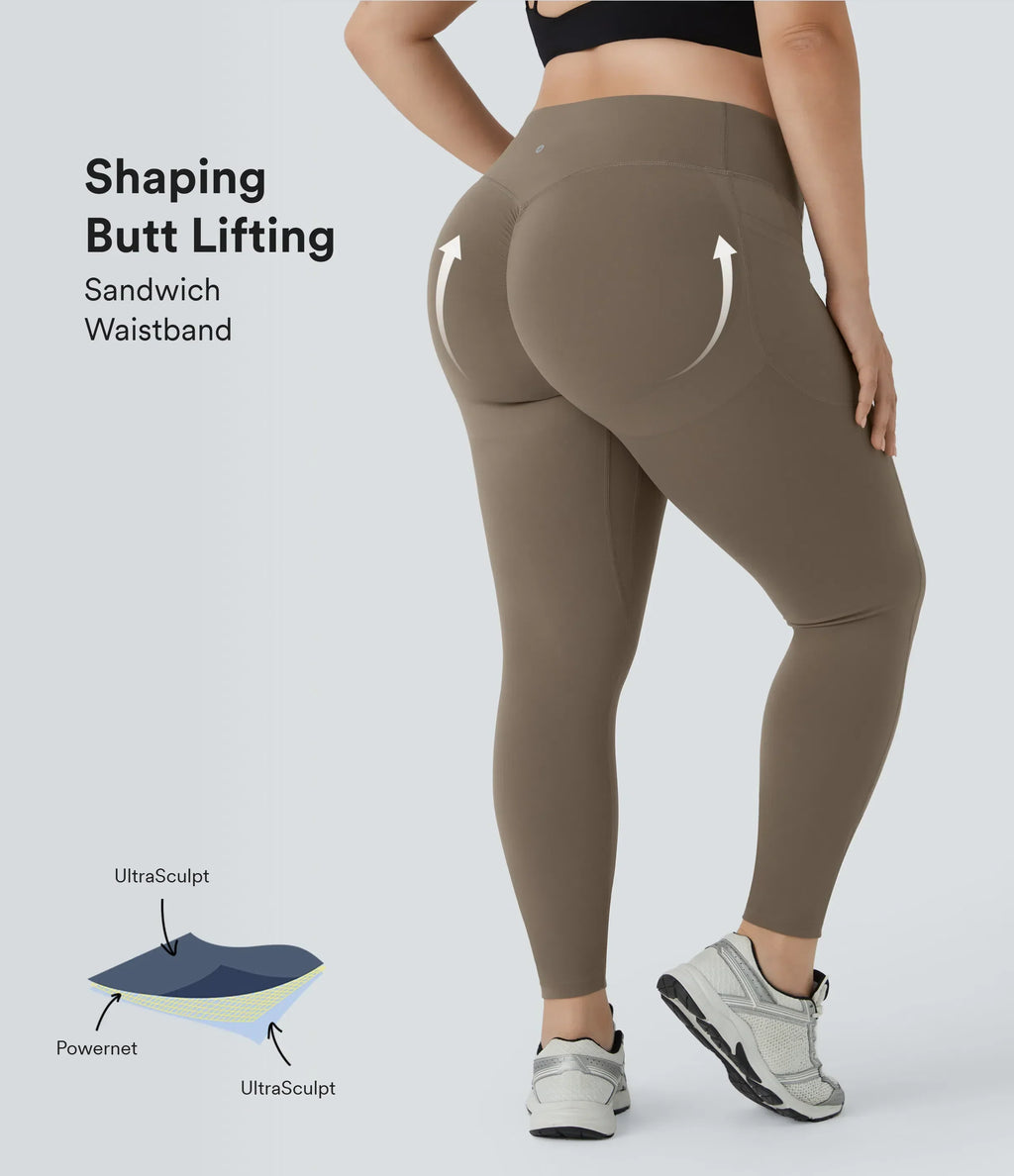 High Waisted Tummy Control Shaping Leggings Plus Size A129