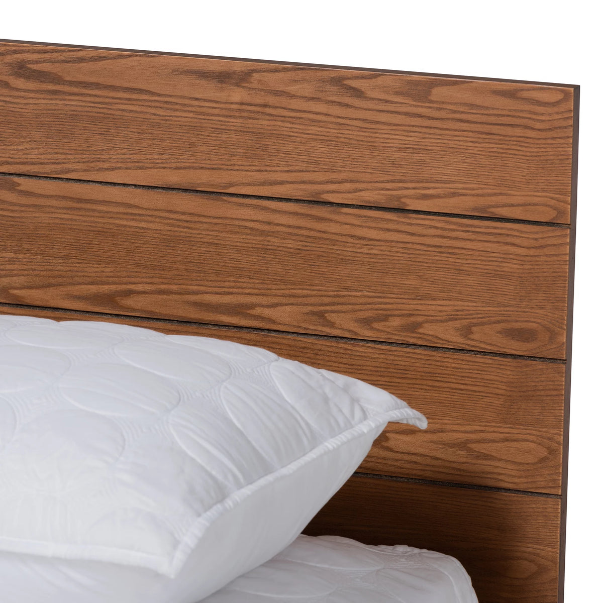 Ash Walnut Brown Wood Full Size Platform Storage Bed with Built-In Shelves W794