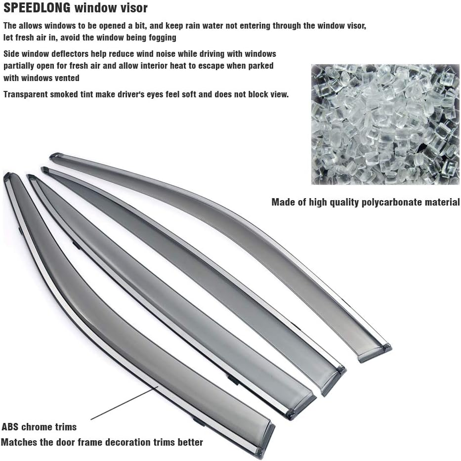 Car Window Visor Vent Shade Deflector Sun/Rain/Fog Guards Pack of 2 W4309