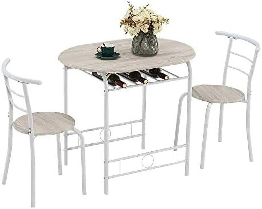 Compact Dining Table Set with Rack (Oak and White) R759369