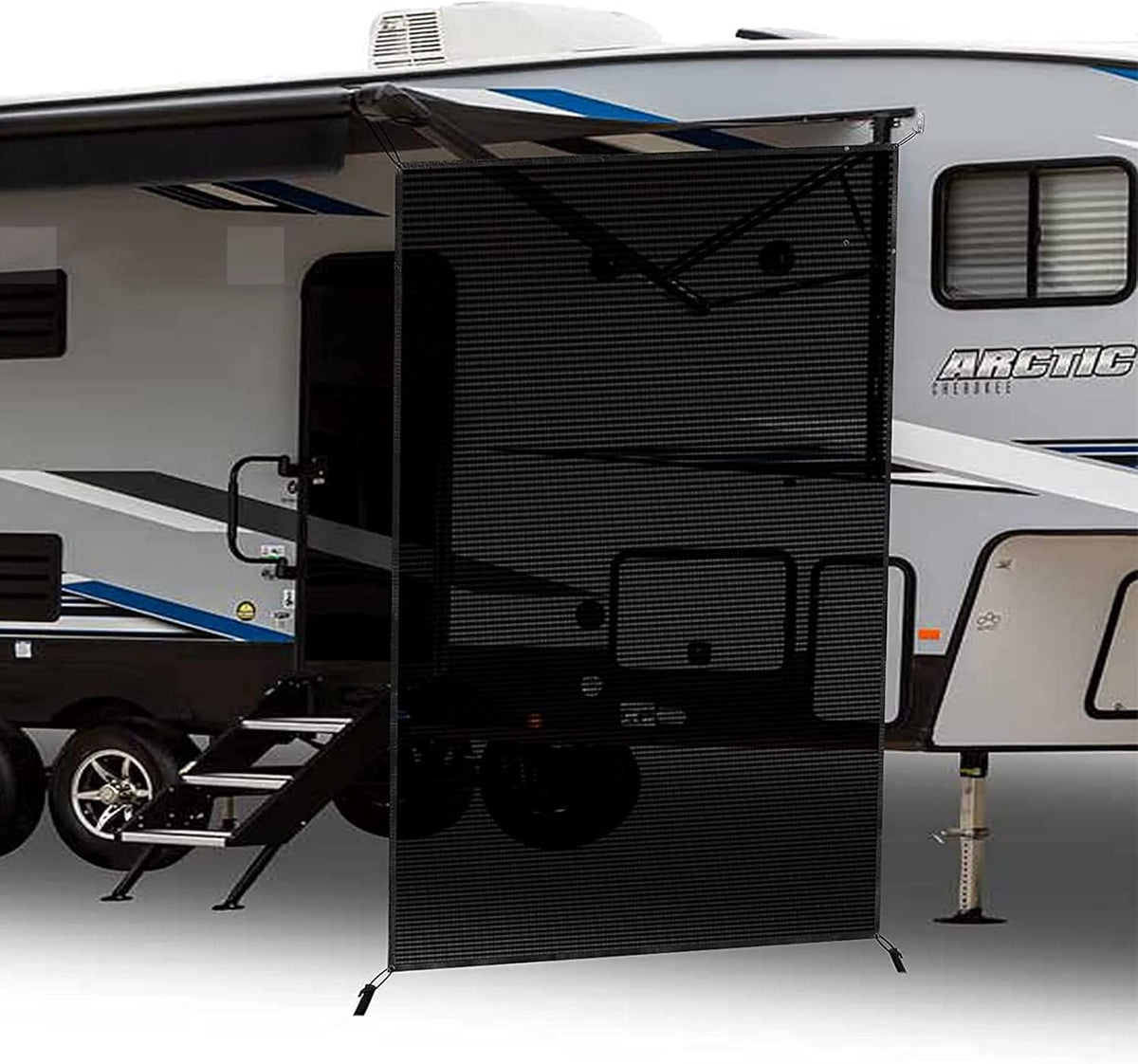 Black Mesh RV Awning Sunshade 15' x 9' D700446