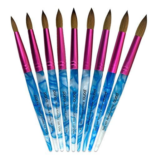 Size #20 Acrylic White Swirl Blue Handle Kolinsky Hair Brush D43359
