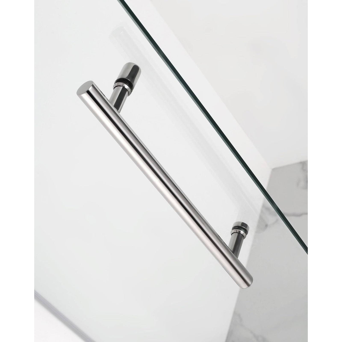Frameless Hinged Neo-Angle Shower Enclosure in Stainless Steel B936095