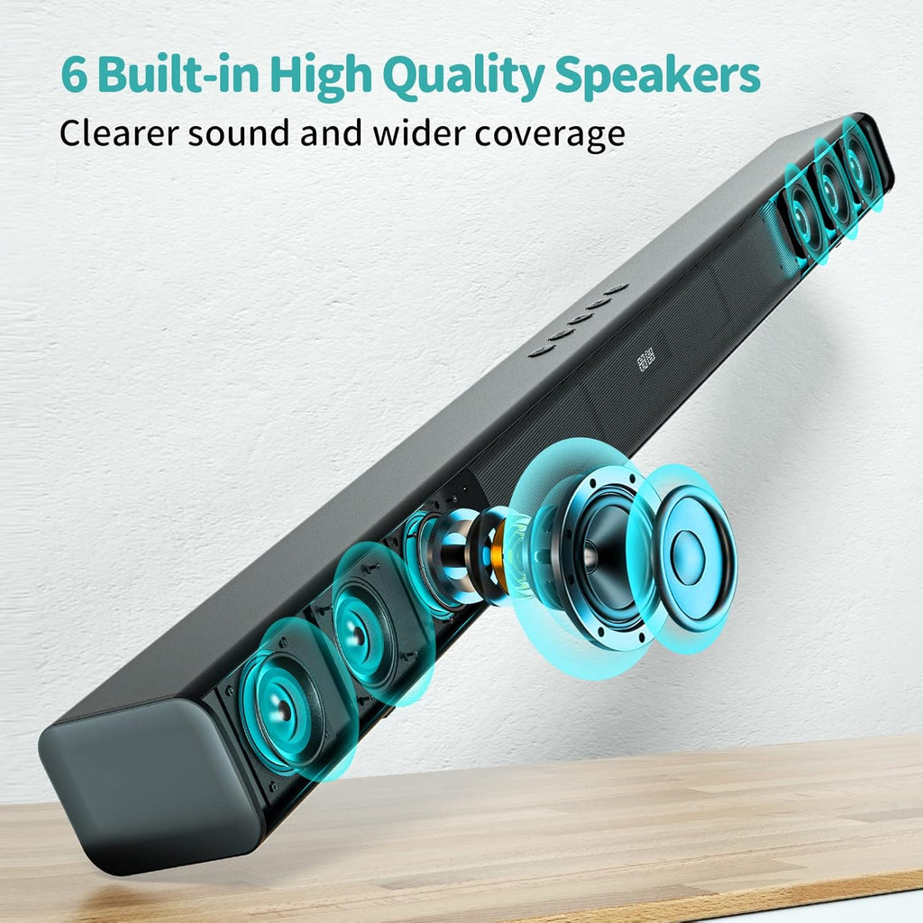 32-Inch Sound Bar with HDMI/Opti/COA/USB/AUX, 5.0 Bluetooth, 3 Modes, Wall Mountable K12119