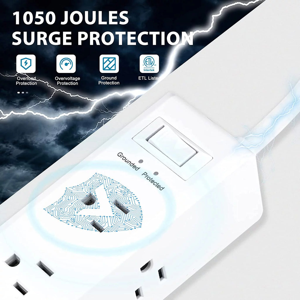 Surge Protector Power Strip with 9 Outlets 2 USB-A 1 USB-C 5 Ft Extension Cord S1115