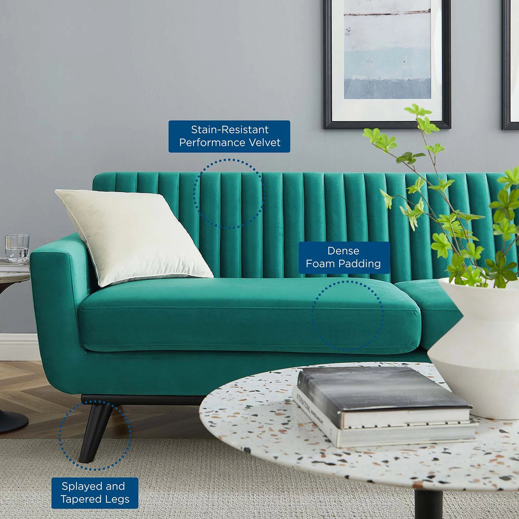 Teal Blue Velvet Tufted Sofa Z34822