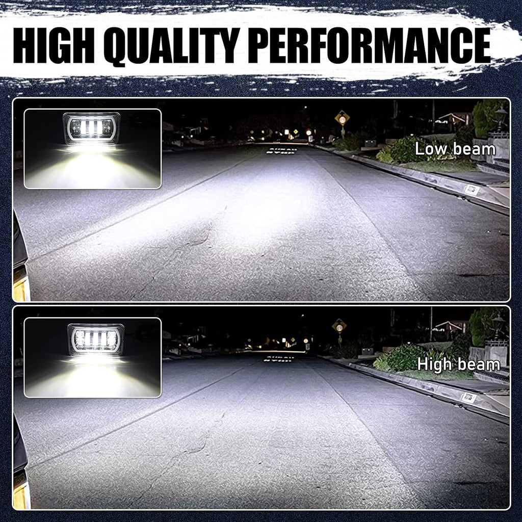 4x6 LED Headlight Halo with White DRL Amber Turn Signal Lights, Pack of 2 F560