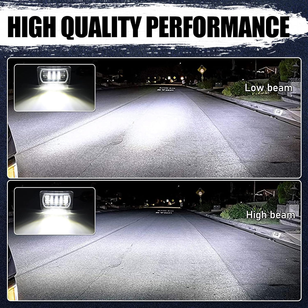 4x6 LED Headlight Halo with White DRL Amber Turn Signal Lights, Pack of 2 F560