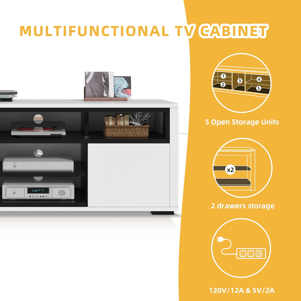 White High Gloss TV Stand with LED Lights I20775
