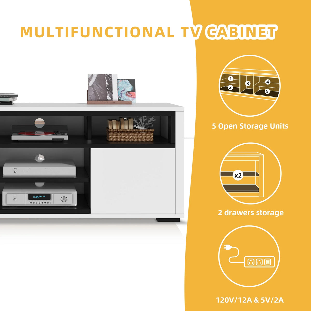 White High Gloss TV Stand with LED Lights I20775