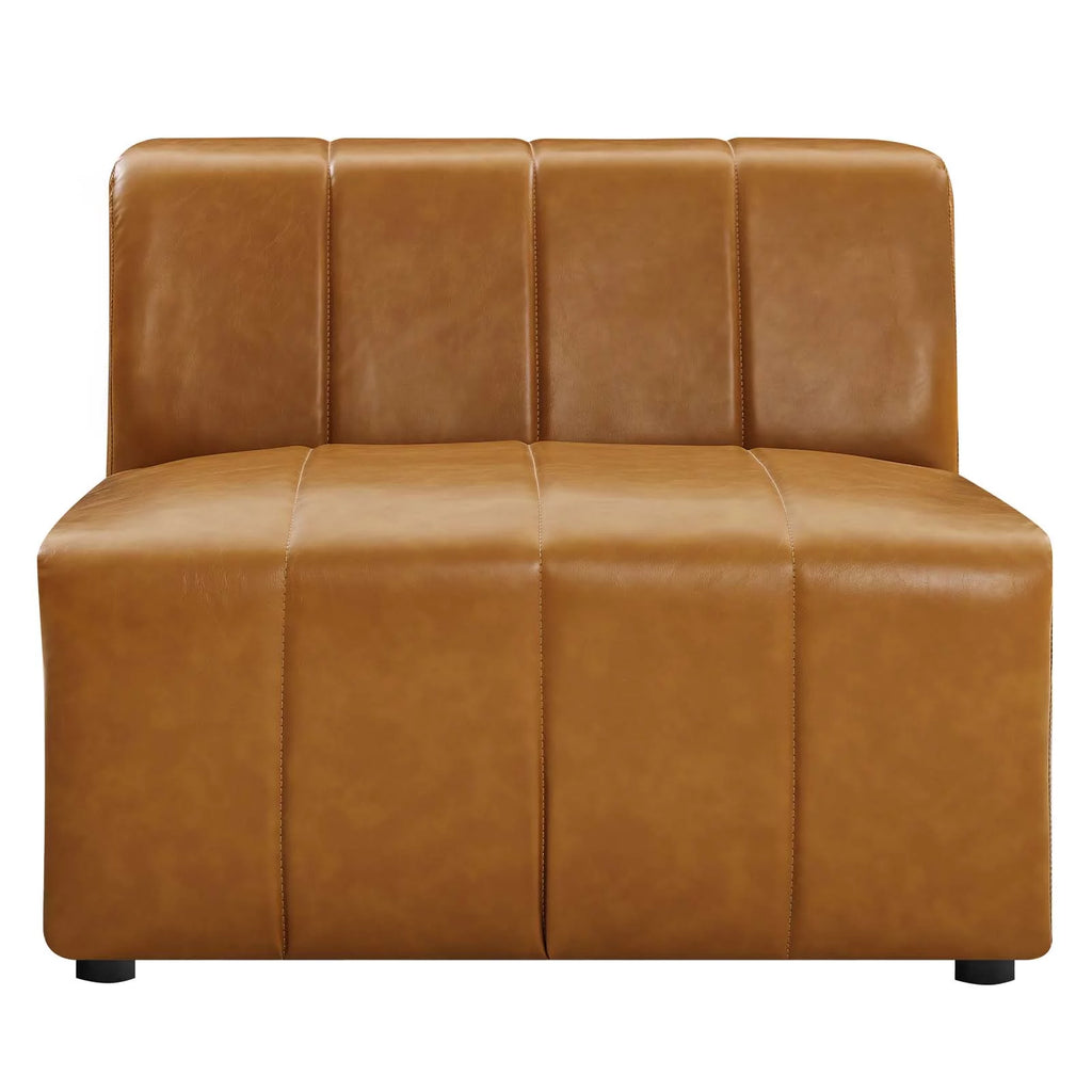 Tan Faux Vegan Leather Sofa Middle Chair O281850