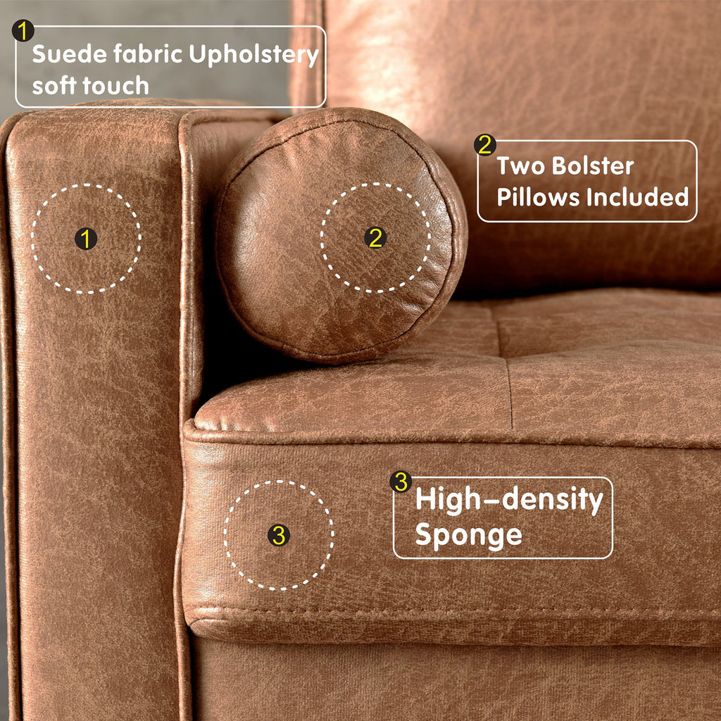 83 L Shaped Faux Leather Sectional Couch with Chaise E973044