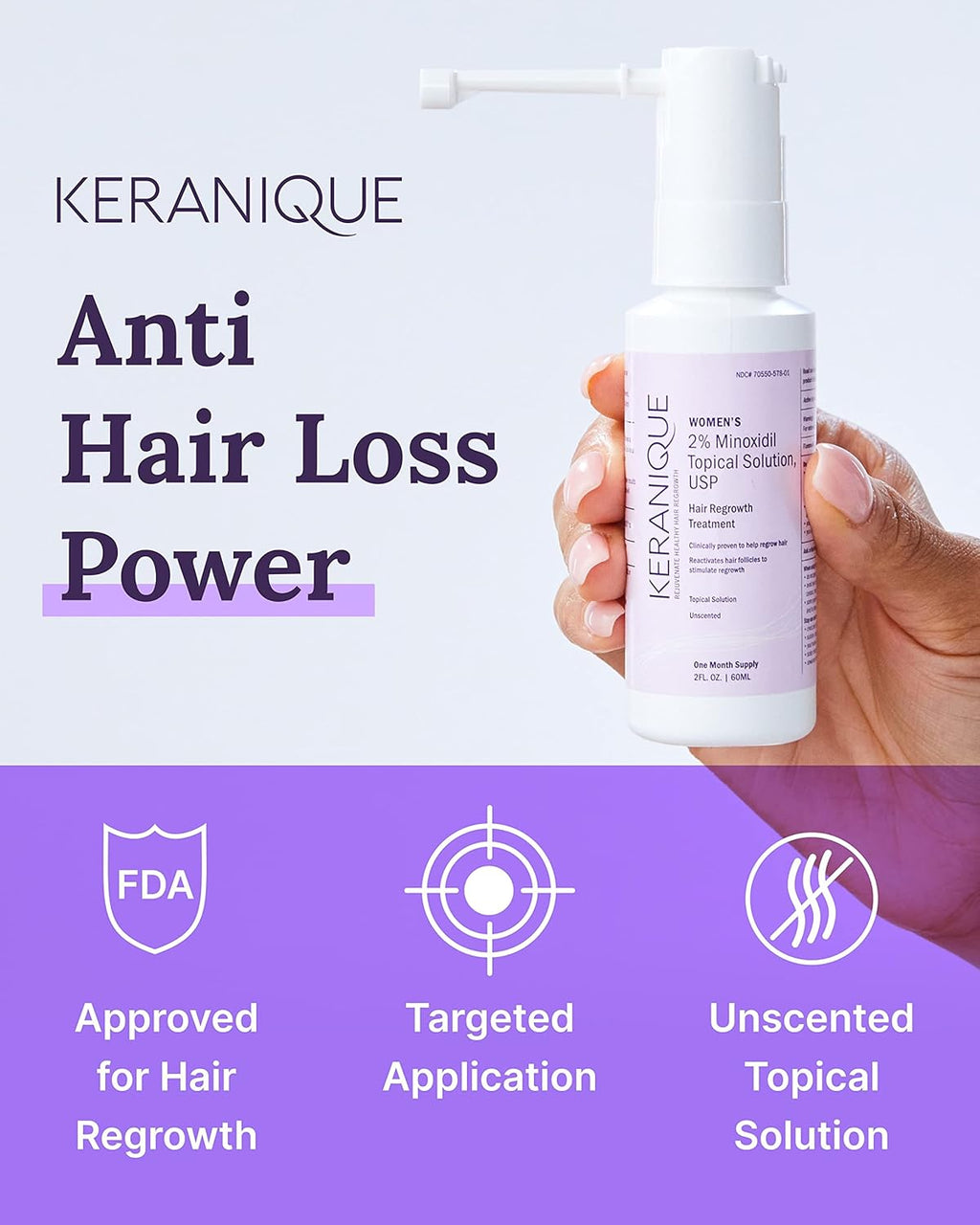 Volumizing Shampoo, Conditioner, and Regrowth Treatment Bundle with Biotin, Keratin, and Minoxidil Spray A3367