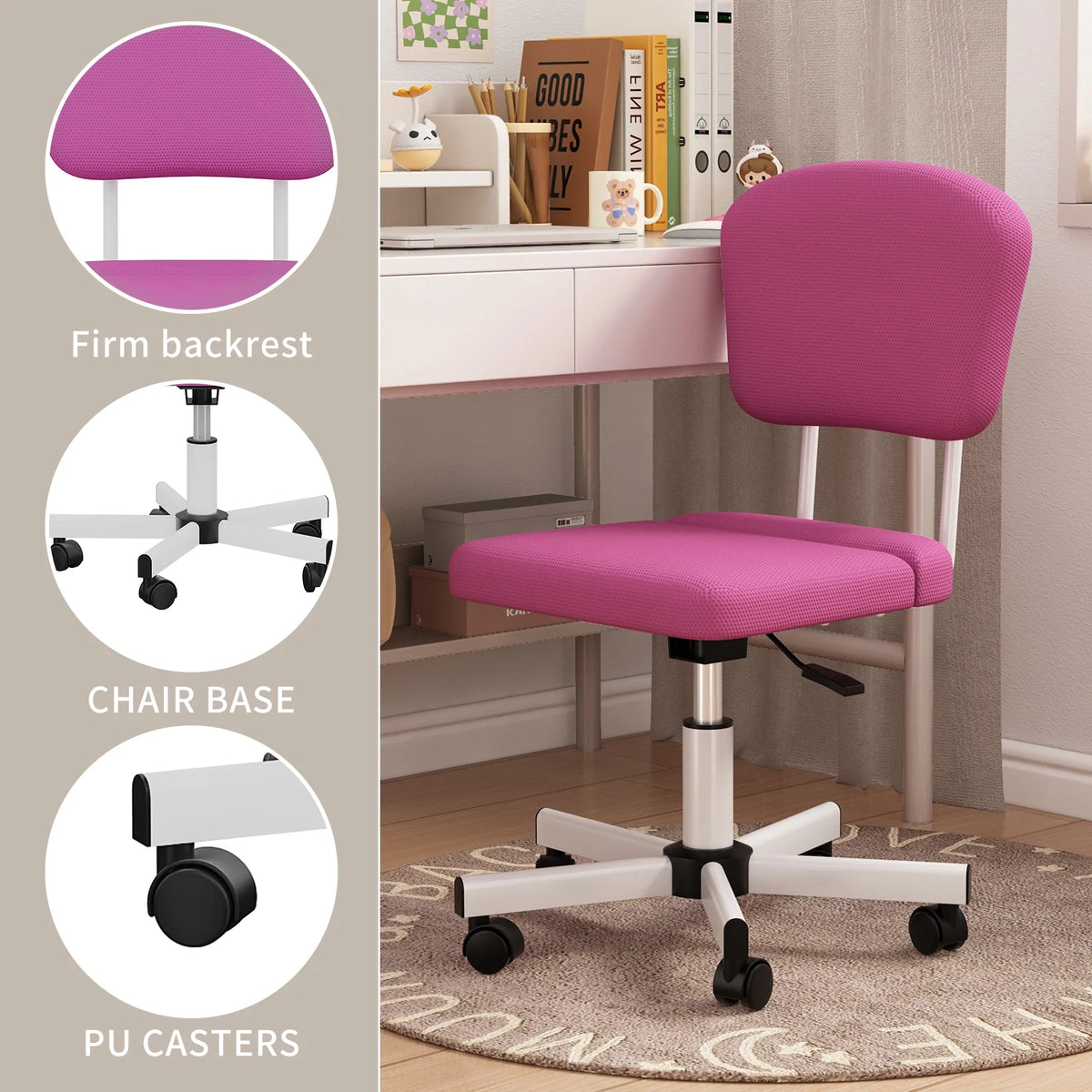Pink Ergonomic Office Chair with Lumbar Support M270019