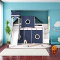 Twin Size Wood Loft Bed with Slide and Staircase U1665