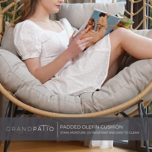 Oversized PE Wicker Egg Chair with Olefin Cushion and Stand F2680