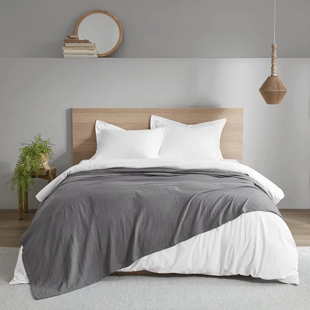 Casual Cotton Gauze Blanket with Charcoal Finish X101