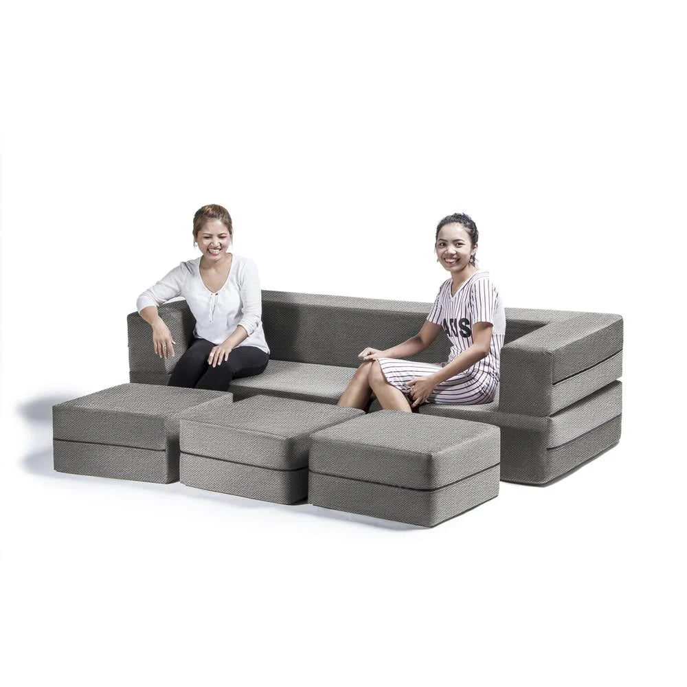 California King Convertible Sleeper Sofa and Ottomans Sand Q603361