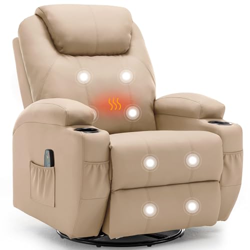 Recliner Chair with Massage and Heat, 360° Swivel, Remote Control and Cup Holder Z911