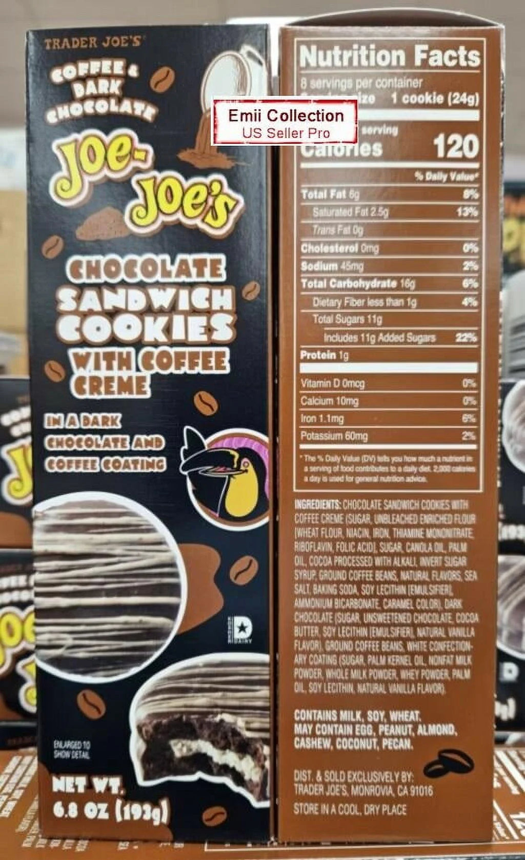 Coffee & Dark Chocolate Sandwich Cookies 6.8oz (2 Boxes) O590
