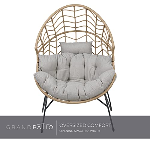 Oversized PE Wicker Egg Chair with Olefin Cushion and Stand F2680