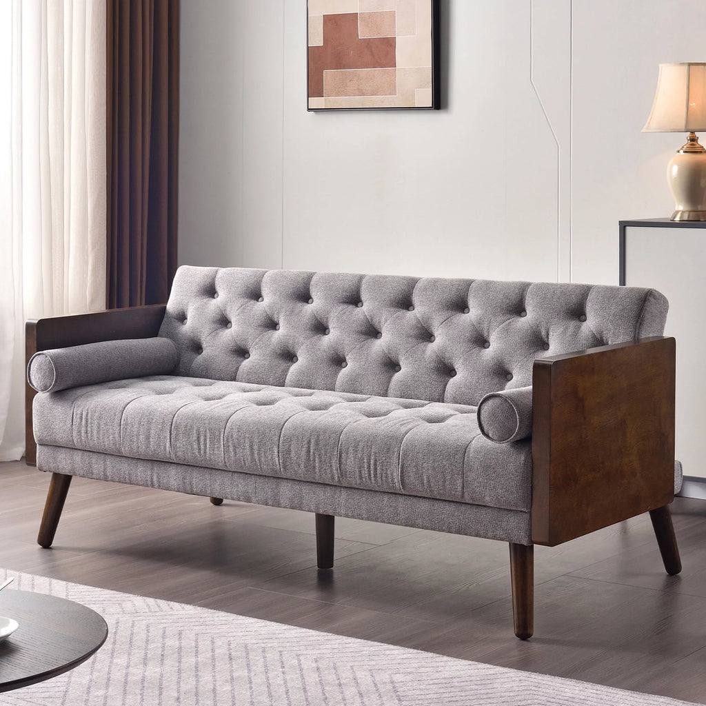 70 inch Grey Chenille Convertible Futon Sofa Bed E10466