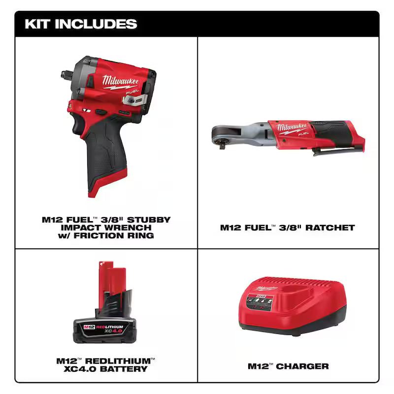 12V Lithium-Ion Brushless Cordless 3/8 in. Impact Wrench & Ratchet Kit E7763