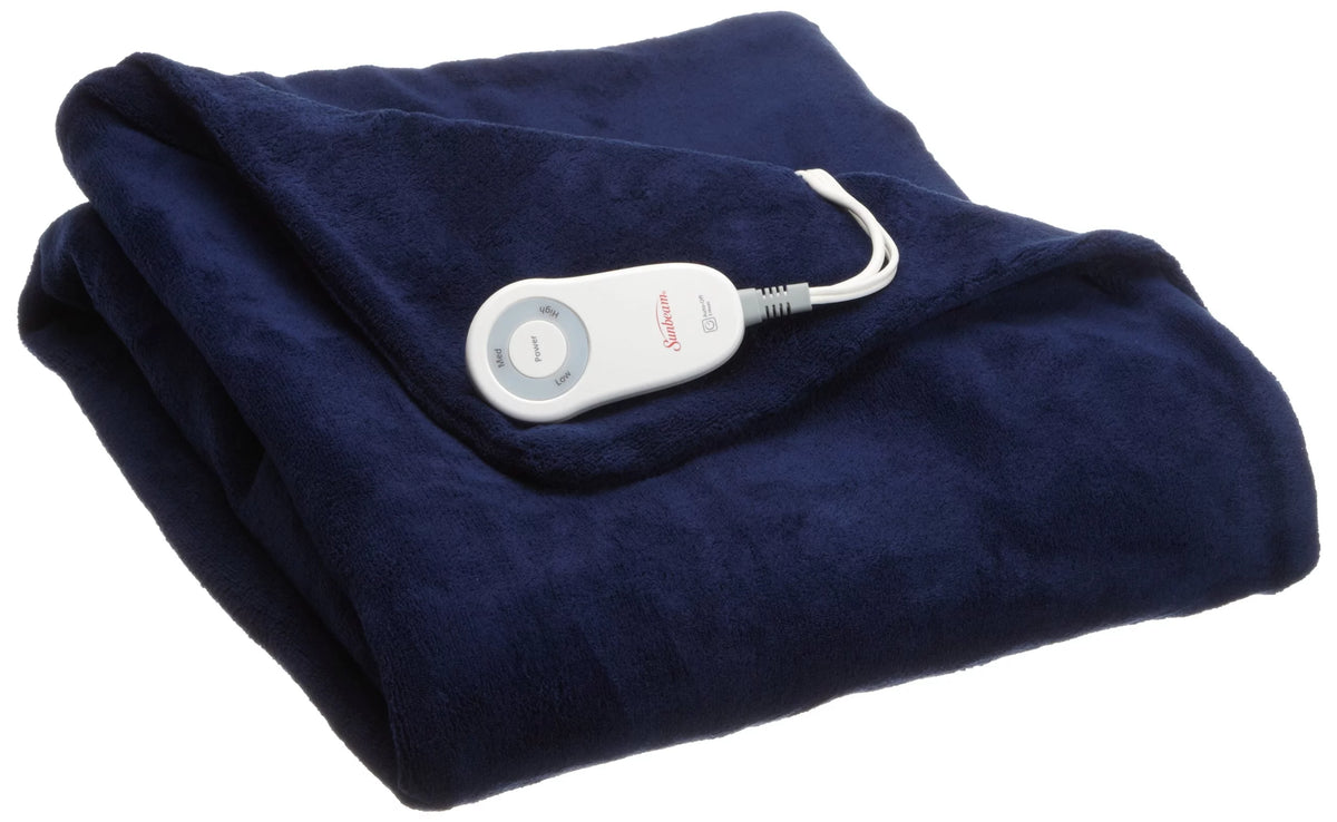 Royal Blue Microplush Heated Throw Blanket Q8214