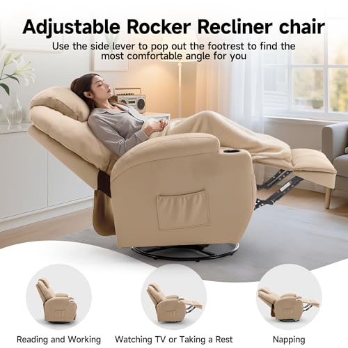 Recliner Chair with Massage and Heat, 360° Swivel, Remote Control and Cup Holder Z911