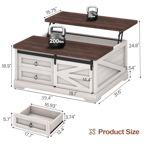 White Lift Top Coffee Table with Storage H24011