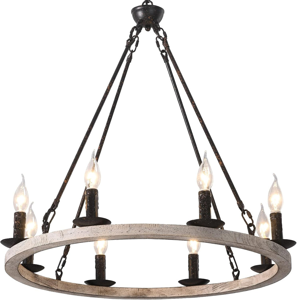 12-Lights Bronze Wagon Wheel Chandelier X54127