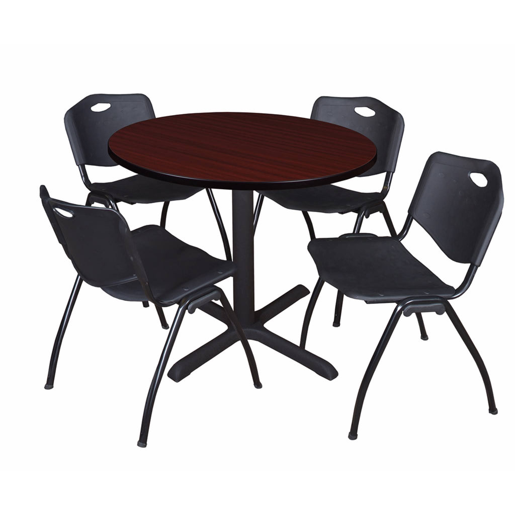 42x22 Round Breakroom Table & 4 Stack Chairs O1586