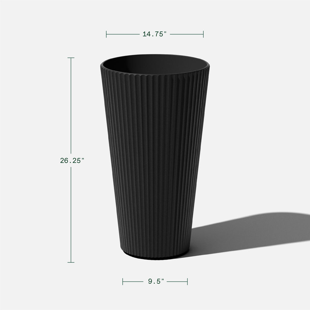 26" Tall Black Plastic-Stone Planter 2 Pack S10483