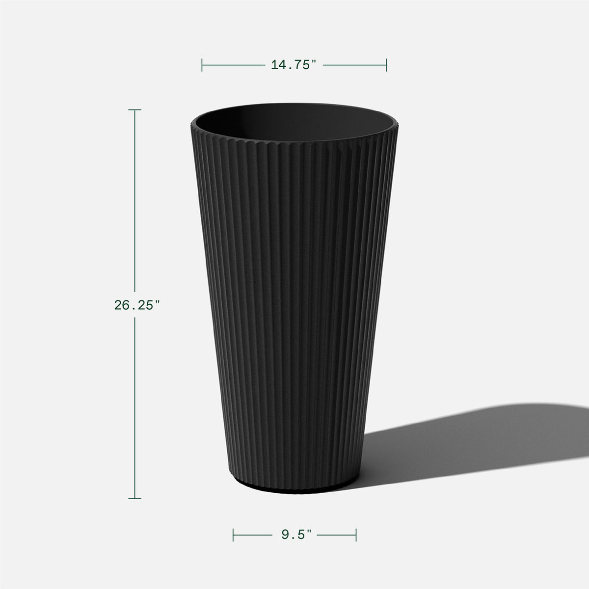 26" Tall Black Plastic-Stone Planter 2 Pack S10483
