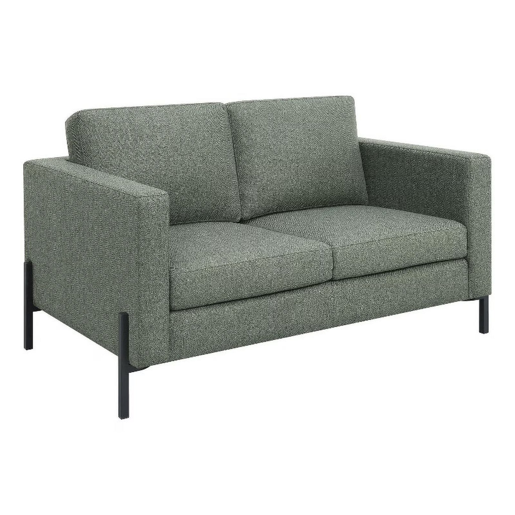 Sage Upholstered Fabric Loveseat with Track Arms I5663