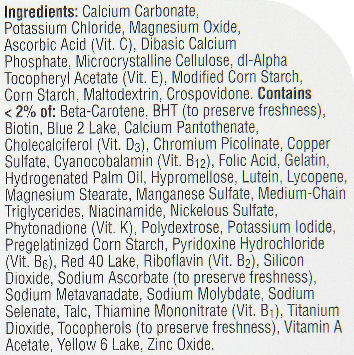 100 Count Multivitamin Multimineral Supplement Tablet X450
