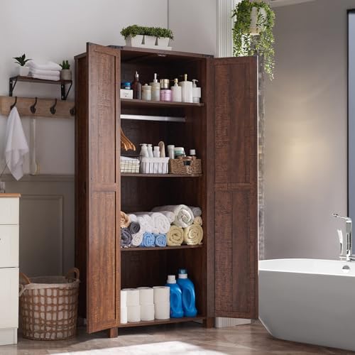 32'' Dark Rustic Oak Storage Cabinet with Adjustable Shelves B653