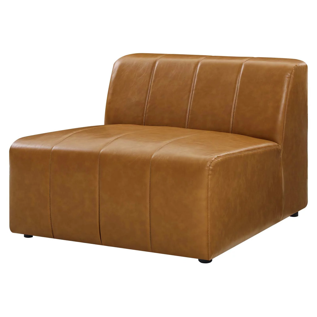 Tan Faux Vegan Leather Sofa Middle Chair O281850
