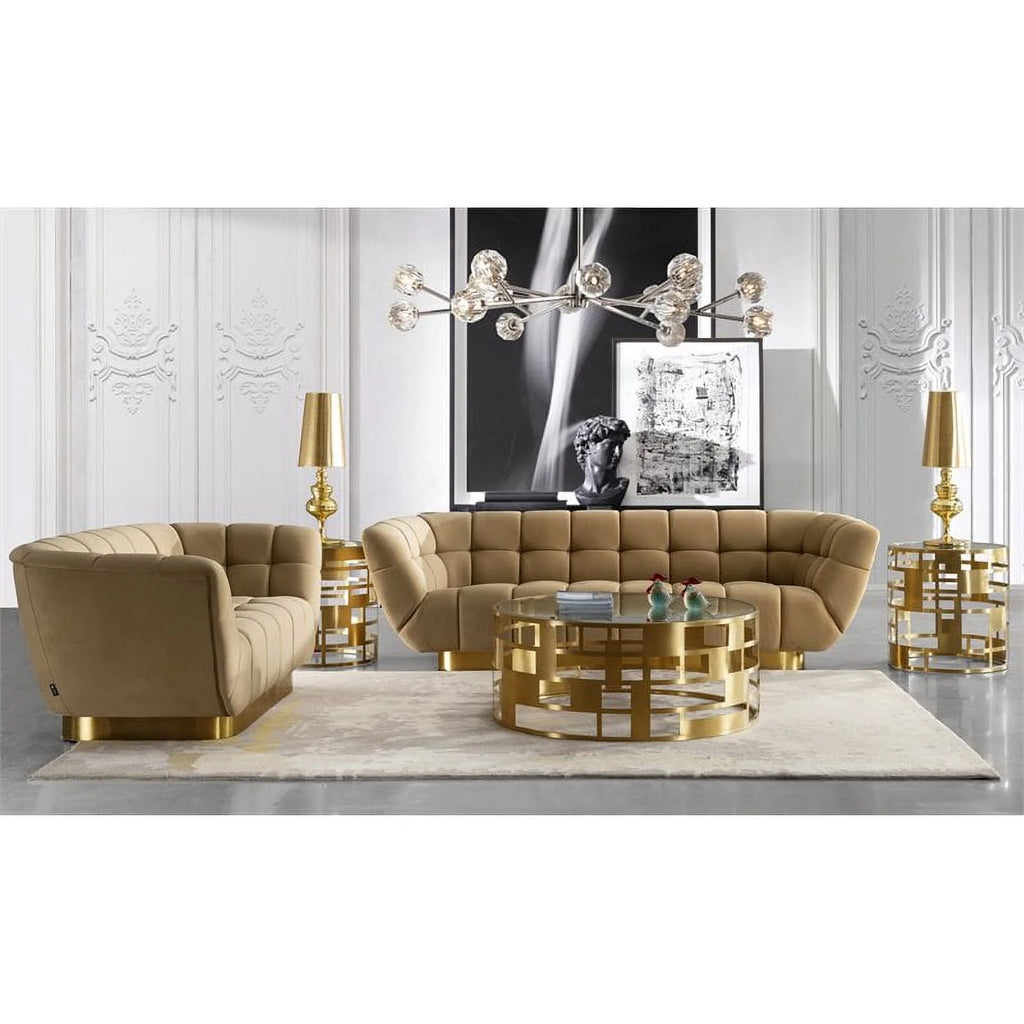 Mustard Yellow Gold Fabric Stainless Steel Sofa Z237726