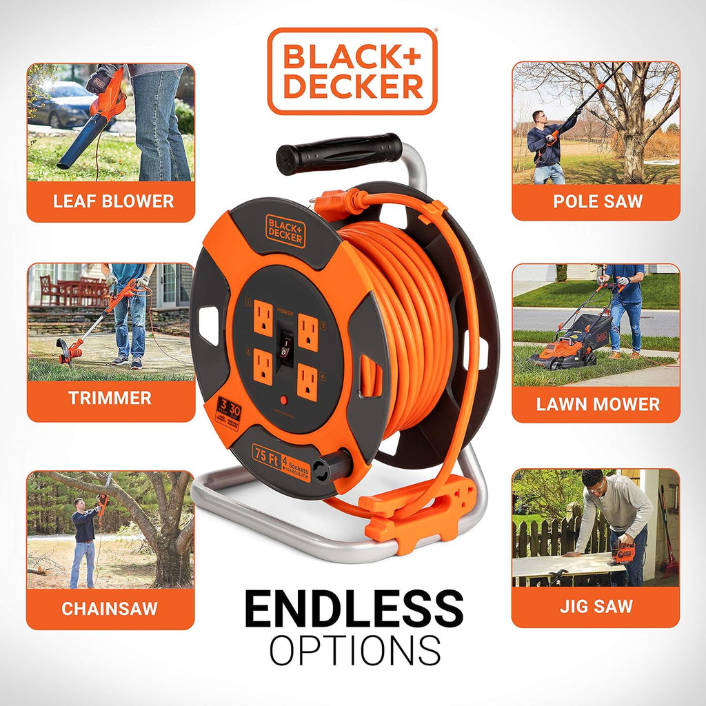 75 ft 14AWG SJTW Retractable Extension Cord with 4 Outlets V515972