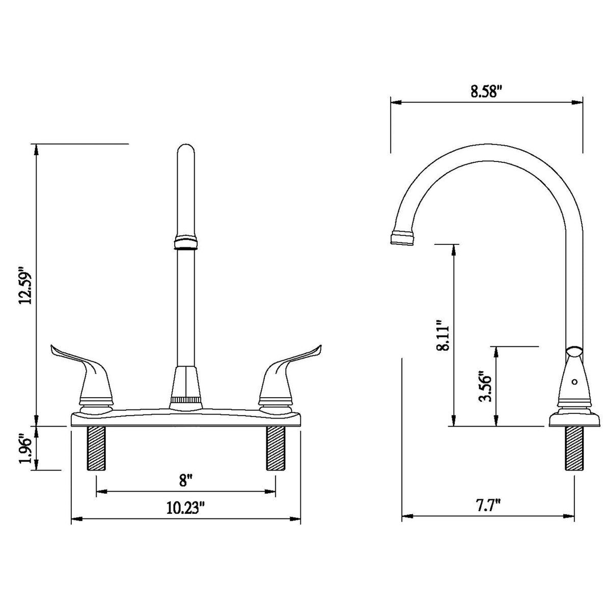 Two Handle High Arc Kitchen Faucet Chrome Finish K272295