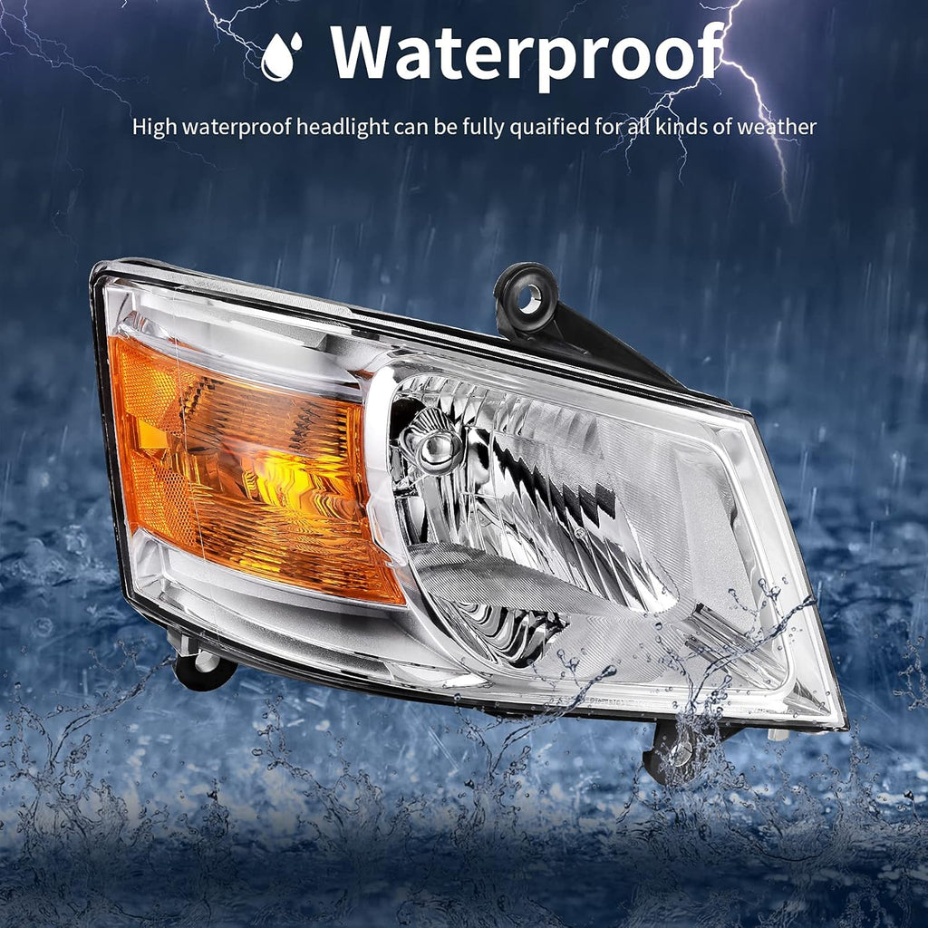 Chrome Housing Amber Reflector Clear Lens Headlight Assembly J256576