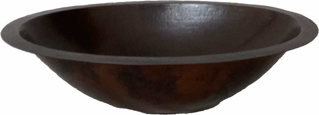 19 x 14 Oval Copper Bathroom Sink Hand Hammered Dual Mount T275