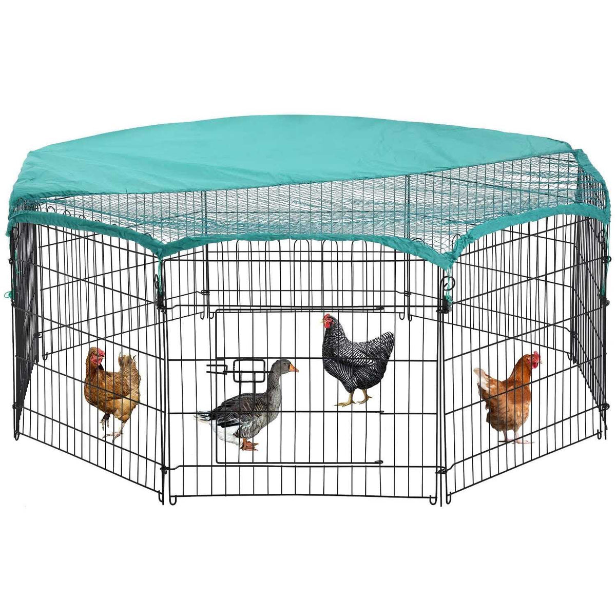 Large Metal Chicken Coop with Door & Cover D761315