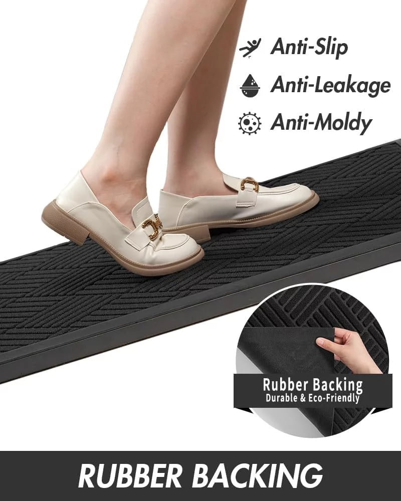 Black Non Slip Absorbent Rubber Doormat V453938