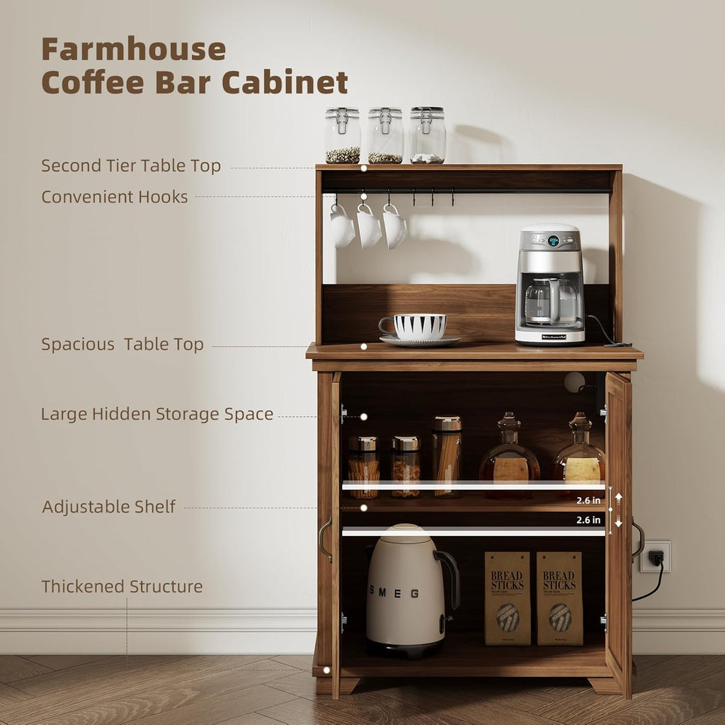 Walnut Coffee Bar Cabinet with Storage A793255