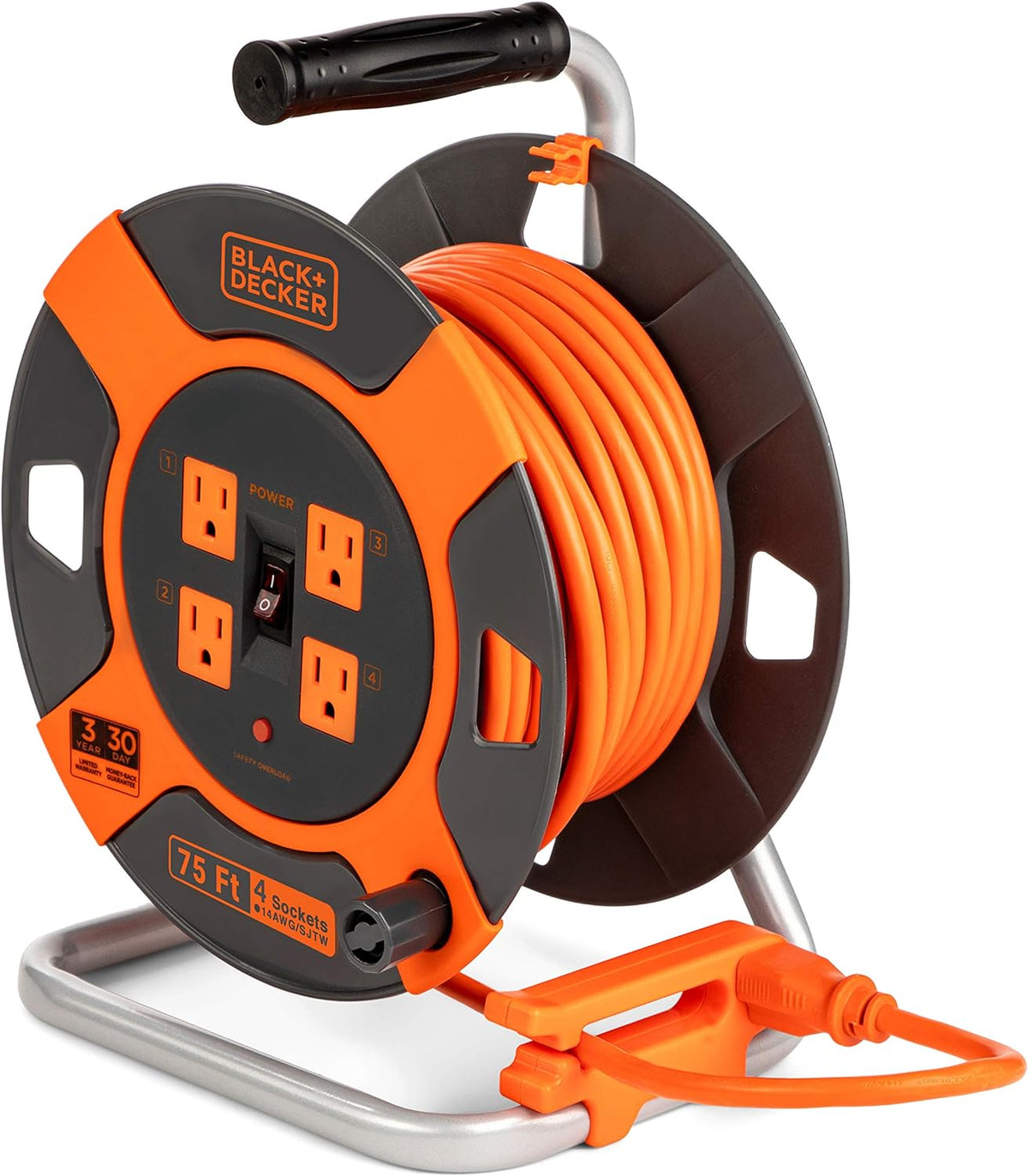 75 ft 14AWG SJTW Retractable Extension Cord with 4 Outlets V515972